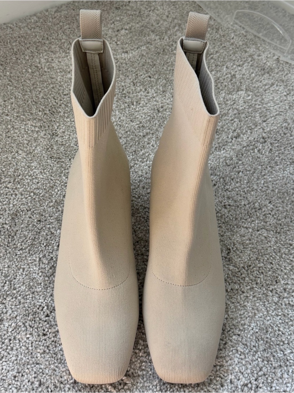Quince Beige Stretch-Knit Ankle Boots - Women Sz 10